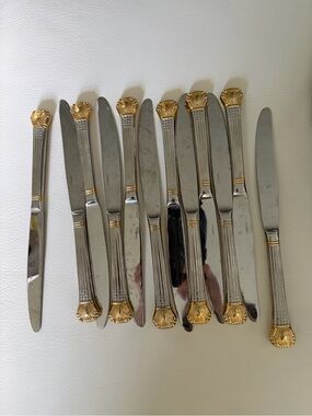 Gold-Accent Silver-toned Retroneu Knife Set